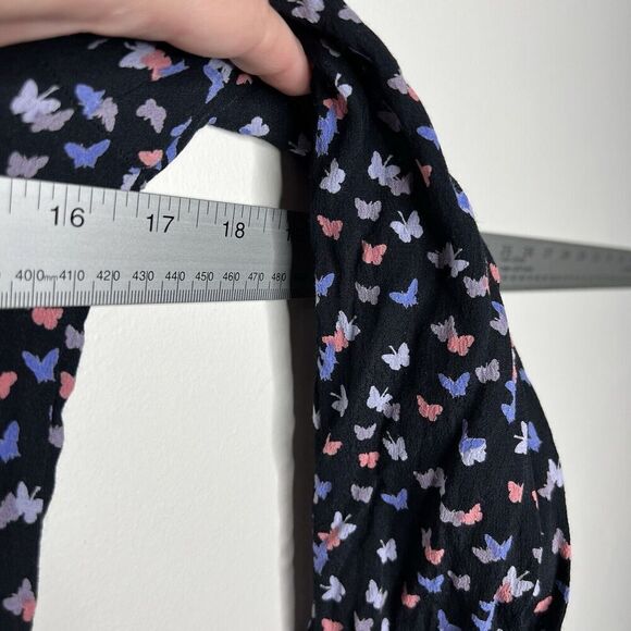 Rails Top Womens Small Beaux Mariposa Butterfly Print Ruffle Waist Blouse Boho - Picture 3 of 16